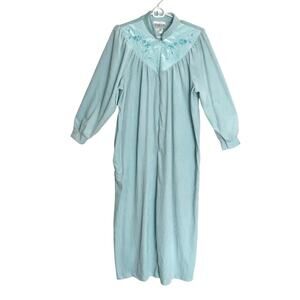 Vtg Hamilton Gold Long Nightgown Women's half front Zipper Fleece Duster Sz M